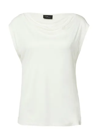 s.Oliver BLACK LABEL - Ärmelloses Shirt aus Viskose mit Wasserfall-Ausschnitt weiß - Gr. - 34