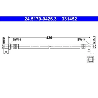 ATE Bremsschlauch vorne Mercedes T1 Bus Heckflosse W110 /8 W115