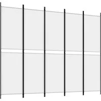 vidaXL Raumteiler 5-tlg. Paravent Weiß 250x200 cm Stoff, 1-tlg.