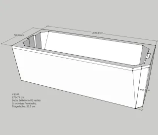 Neuesbad Wannenträger für Bette Profi-Form (s) 170x75 Kopfende li/Fußende re SW13580