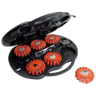 Dönges LED Signalleuchten-Set im Koffer, mit Ladegerät USB/12V/220V , orange