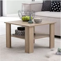 FINEBUY Couchtisch SuVa14547_1 SV51868 Tisch Holz 60x42x60cm Wohnzimmertisch Sofatisch (Sonoma 60x42x60 cm, Holztisch Ablage Quadratisch), Wohnzimmertisch mit Stauraum, Kleiner Sofatisch