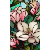 GarveeMore Fenstersticker Bunte florale Retro-Fensterfolie abnehmbar Uv-Blockierung Wärmedämmung, Nicht klebend Glasmalerei Fenster Film Dekor abnehmbar Static Cling