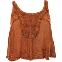 Guru-Shop T-Shirt Besticktes Top Boho chic, kurzes lockeres.. alternative Bekleidung, Festival, Ethno Style