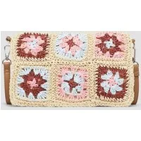 s.Oliver Umhängetasche Tasche, Florale Clutch aus Papier mit abnehmbarem Gurt
