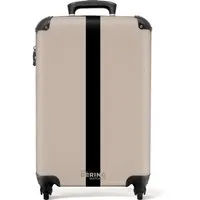 NoBoringSuitcases.com© Hartschalen-Trolley Beige mit schwarzem Streifen 55x35x20cm, Reisekoffer mit 4 Rollen, Carry on luggage, Männer
