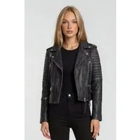 trueprodigy Lederjacke Avril mit Waschung und Reißverschluss Details