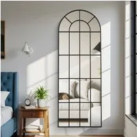 LUNAMIRROR Wandspiegel HD-Spiegel mit schwarzen Metallrahmen und Splitterschutz (1-St), Stand- & Wandmontage, 165x60 cm