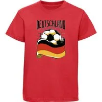 MyDesign24 T-Shirt Kinder Fussball Print Shirt - Deutschland Fahne mit Fussball Bedrucktes Jungen und Mädchen Fussball T-Shirt i485