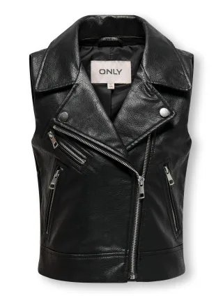 KIDS ONLY - KOGVERA FAUX LEATHER WAISTCOAT OTW black - Gr. - 158