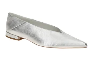 H?gl 1821 TEA Ballerinas in Silber silver Echtleder spitz Gr??e F- normal