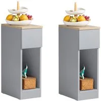 SoBuy Nachttisch FBT111, Beistelltisch mit Schublade und Ablage, Nightstand, 2er Set, Beistelltisch schmal, Nachtschrank Nachtkommode, offenes Fach