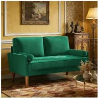 Dripex Sofa 121 cm kleines 2-Sitzer-Sofa aus Samt – bequeme Couch