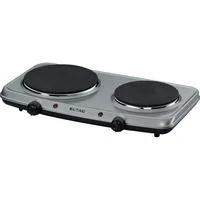 Doppelkochplatte ELTAC DK 28 silber, 2.500 Watt, Kochflächen Ø 14,5cm / Ø 18cm