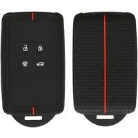 kwmobile Schlüsseltasche Hülle für Renault 4-Tasten Smartkey Autoschlüssel (nur Keyless Go) (1-tlg), Autoschlüssel Wabendesign Schlüsselhülle - Schwarz Rot