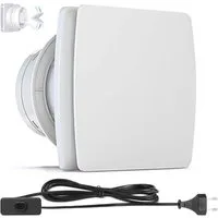 XERSEK Wandventilator Leiser Badlüfter Ø100mm Abluftventilator Mit Rückflussleitblech IPX2, Abluftventilator, 12W - 95 m³/h - 34dB Ventilator für WC Bad Küche