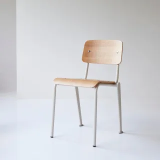 Stuhl Mio aus Metall und Eschenholz, white