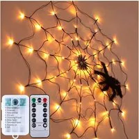 Rosnek LED-Lichterkette 1M Durchmesser, 8 Lichtmodi, für Party Hof Bar Weihnachten Deko, Zeitschaltfunktion, Spinnennetz Licht