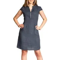 Caspar Sommerkleid SKL040 knielanges Damen Leinenkleid mit Reißverschluss Ausschnitt Luftig leicht, figurumspielende Form, mit seitlichem Jersey-Einsatz
