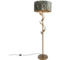 Qazqa Stehlampe Linden, ohne Leuchtmittel, Kaltweiß, QAZQA Stehlampe, e27, Gold, Stahl, classic-antique