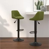 furnicato Barhocker Hellgrün 46x44x(82-103) cm mit Samtbezug und Stahlgestell (2 St), Drehbare Küchenhocker, höhenverstellbar mit integrierter Fußstütze