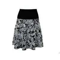 dunkle design A-Linien-Rock Schwarz Weiß Grau Grün 57cm Jacquard Strick elastischer Bund