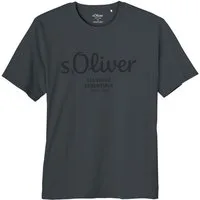 s.Oliver Rundhalsshirt s.Oliver XXL T-Shirt anthrazit Logo-Frontprint