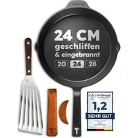 Tecor Grillpfanne Induktion - Gusseisenpfanne geschliffen - Antihaft Gusspfanne, Gusseisen (natürlich - Langlebige Pfanne)