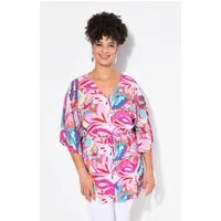 MIAMODA Longbluse Kimonobluse A-Linie Alloverdruck Taillen-Tunnelzug