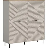 Home affaire Highboard RAITA, Höhe 135 cm, Front mit Desgin-Fräsung, 4 Türen, viel Stauraum (moderne Farbkombi, individuell einsetzbar, Griffe & Füße aus Metall), Kommode, Anrichte, Schrank, Sideboard, Lowboard