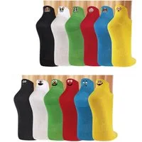 Socks 4 Fun Sneakersocken mit hochgezogener Ferse und Stickerei Unisex bunt schwarz (3 Paar)