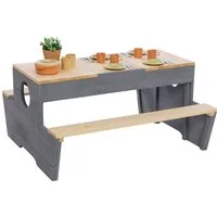 MUDDY BUDDY® Garten-Kindersitzgruppe Creator, Outdoor Spieltisch, natur - wolkengrau