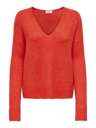 JDY - JDYELANORA L/S V-NECK PULLO. KNT NOOS Orange.com - Gr. - S