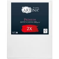 Artina Keilrahmen Keilrahmen Leinwand Premium, 30x40cm, 2er Set, 100% Baumwolle – bespannt – für Acrylfarben – zum Bemalen