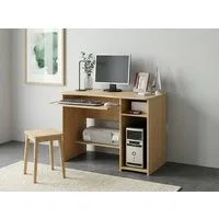 VOGL Möbelfabrik Schreibtisch Sam, mit Tastaturauszug & Towerfach, geschwungene Tischplatte, Breite 91 cm