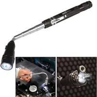 UNITEC LED Taschenlampe LED Teleskop Taschenlampe Flex Arbeitsleuchte (Packung), Schwanenhals mit Magnet Teleskopfunktion Leuchtenkopf 360° Drehbar