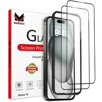 MASETECH Displayschutzfolie iPhone 15 Schutzglas Anti Fingerprint Blasenfrei Klar Kratzfest für Apple iPhone 15, 2er Set, Apple iPhone 15, Kratzfest, Anti-Fingerprint, 2 Stück, Klar