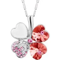 Taffstyle Kette mit Anhänger Glückskette Halskette Kristall Kleeblatt Zirkonia Weißgold vergoldet (Edler Glücksanhänger mit funkelnden Kristall Steinen in einer Geschenkverpackung), Geschenkidee für Frauen
