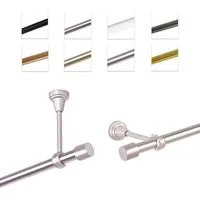 MDEKOR Gardinenstange Vorhangstange 19mm, 1-läufig, kürzbar, 1-läufig Wand oder Deckenmontage, 120 cm Chrom Matt