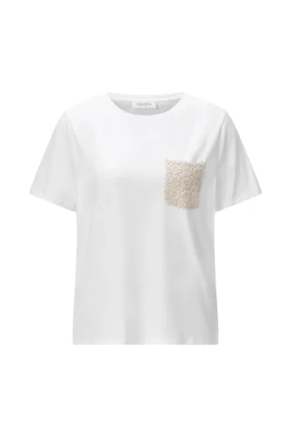 Rich & Royal - T-Shirt with Crochet Pocket white - Gr. - M