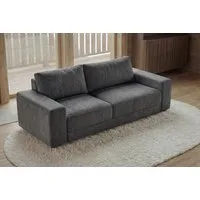 riess-ambiente 3-Sitzer LOFT 210cm grau - Vogue Velours Samt, Taschenfederkern, Rundumbezug, Einzelartikel 1 Teile, Moderne Couch - ideal für Wohn- und Schlafzimmer oder Loft-Wohnungen