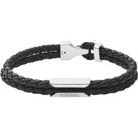 Diesel Edelstahlarmband Diesel Herren-Armband Leder, Edelstahl