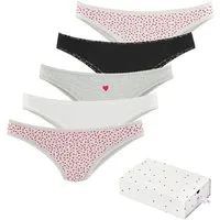 LASCANA Brasilslip Geschenk Box (5er-Pack) mit süßen Herzchen-Prints und aus elastischer Baumwoll-Qualität