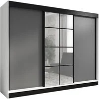 A&J MöbelLand GmbH Schiebetürenschrank ORAVELLE 3-türiger Kleiderschrank mit Spiegel, 4 Schubladen (TOP ANGEBOT! Geräumiger Schrank mit einer Breite von 200 cm und Spiegel, ideal zur Aufbewahrung von Kleidung und Accessoires. 4 Schubladen gratis und 