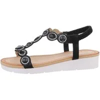 Ital-Design Damen Freizeit Riemchensandalette (86016859) Keilabsatz/Wedge Keilsandaletten in Schwarz