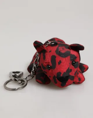 Rot Schwarz Polyester Tier Silhouette Tasche Schlüsselanhänger Schlüsselring