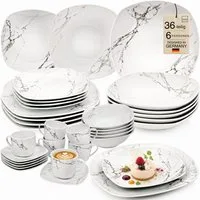 SÄNGER Tafelservice Bilgola Marmor, Weiß (36-tlg), 6 Personen, Porzellan, weiß, VALUE COLLECTION