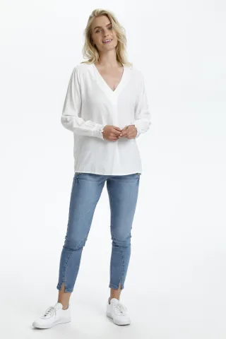 Langarm-Bluse Straight fit white