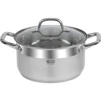 RESTO Kitchenware Kochtopf Libra, Topf energiesparend und spülmaschinenfest, Edelstahl 18/10 (1-tlg), Induktion, für alle Herdarten geeignet mit hitzebeständigem Glasdeckel