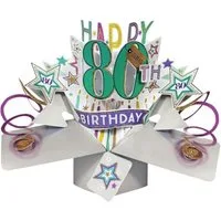 Second Nature Pop Ups Geburtstagskarte Grußkarte PopUp 'Happy 80th Birthday'
